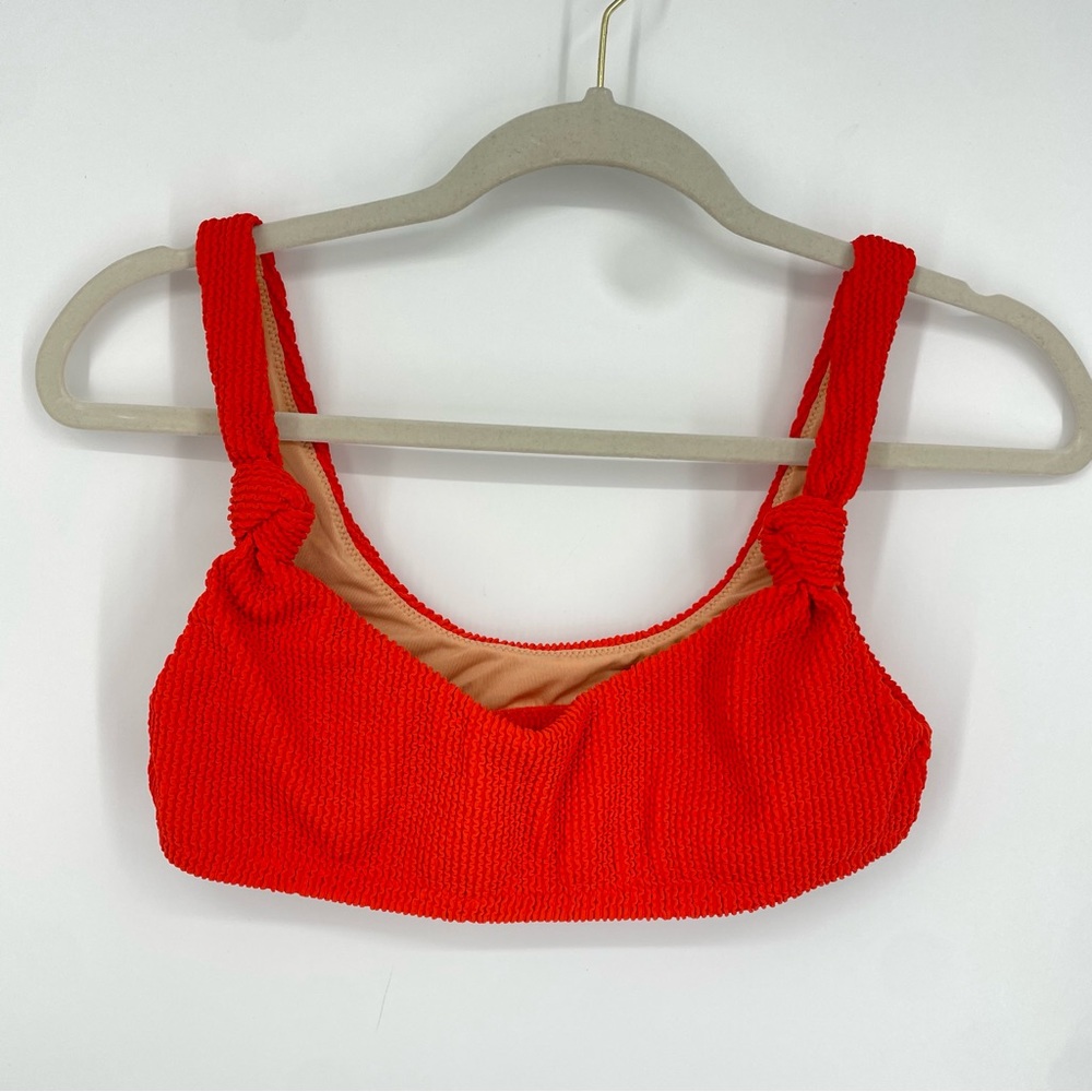 J Crew Bikini Top Knotted Scrunchie Scoop Neck Orange Size M